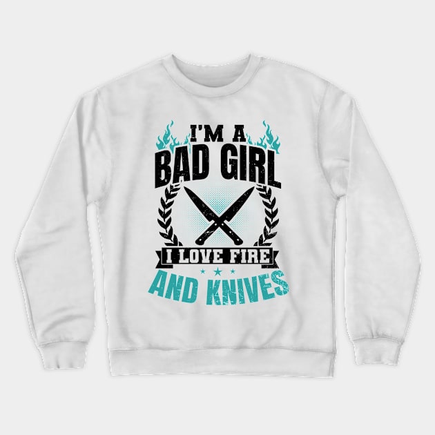 Chef Knife T Shirt | Bad Boy Girl Fire Knives Gift Crewneck Sweatshirt by Gawkclothing